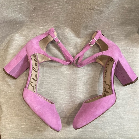 SAM EDELMAN Sz 8.5 Pink Leather Upper Strappy Buckle Closure Heeled Sandals NWOT - Picture 12 of 16